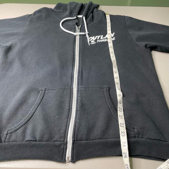 Anvil Outlaw Threadz Hoodie Full Zip Graphic Printed Kangaroo Pocket Black L - Picture 9 of 11